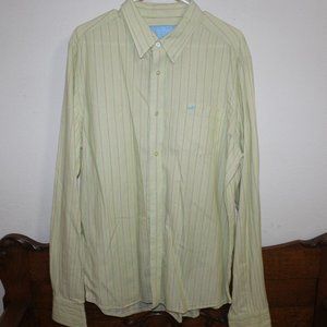 Vintage Hollister HCO Green and Pink Striped Shirt Size Large